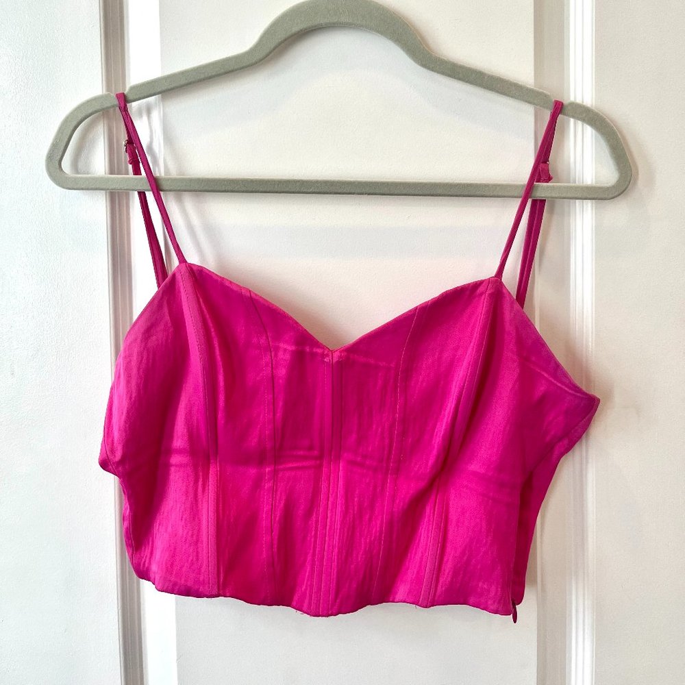 Zara Hot Pink Silk Corset Top